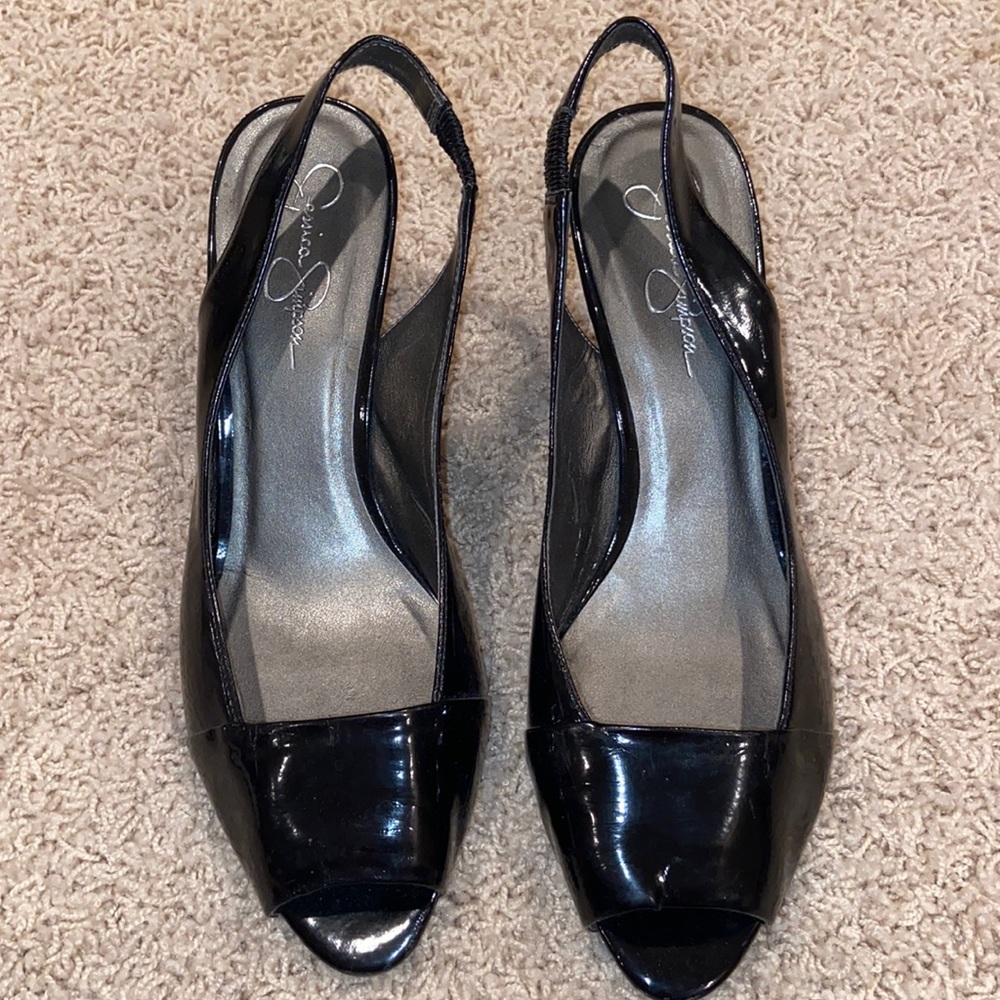 Jessica Simpson Black Wedged Heels Open Toe